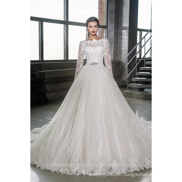 Latest Gowns Alibaba Elegant A Line Wedding Dresses Vestidos de Novia With Long Sleeve 2016 LWA06